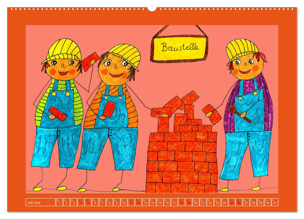 Strichmännchen zeigen buntes Leben (CALVENDO Premium Wandkalender 2026)