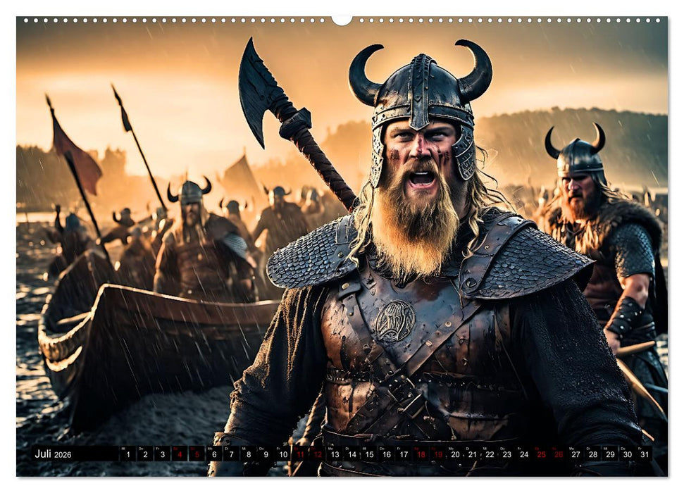 Kampf der wilden Wikinger (CALVENDO Premium Wandkalender 2026)