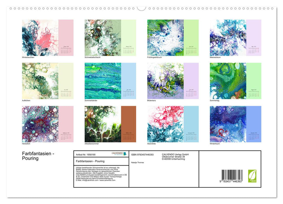 Farbfantasien - Pouring (CALVENDO Premium Wandkalender 2026)