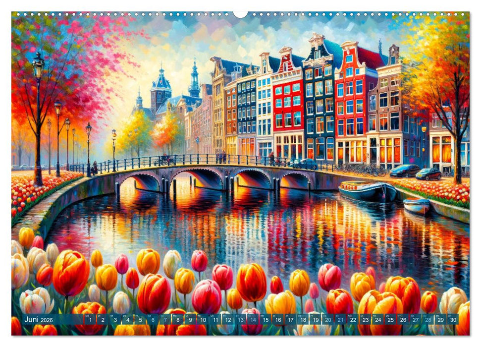 Impressionistische Skylines - Weltstädte von KI visualisiert (CALVENDO Wandkalender 2026)