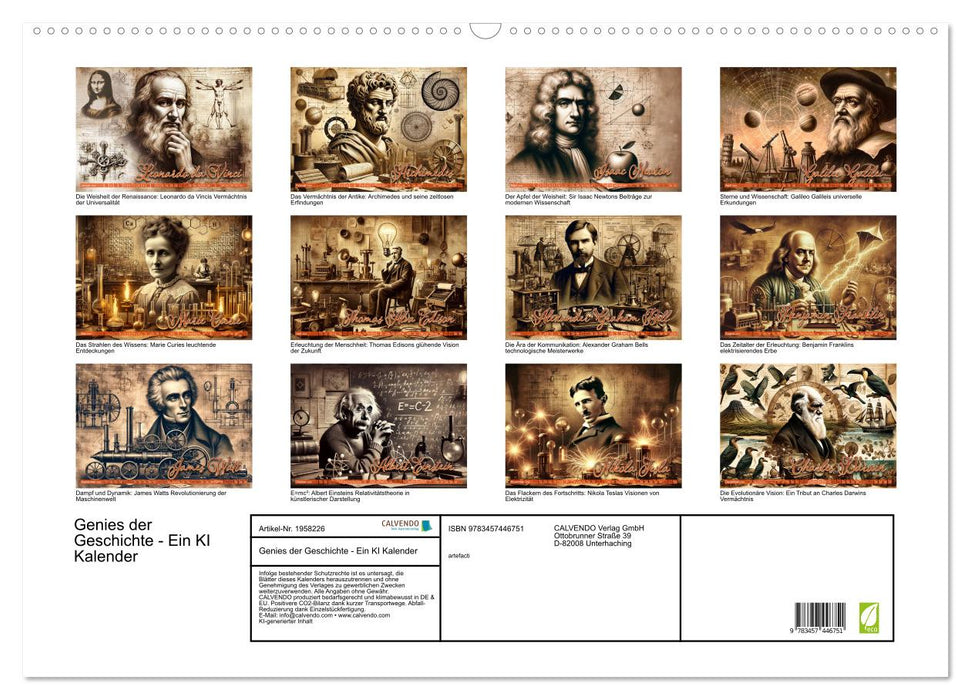 Genies der Geschichte - Ein KI Kalender (CALVENDO Wandkalender 2026)