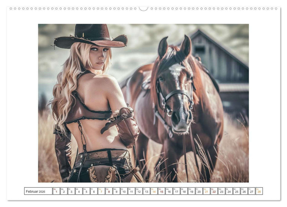 Sattel und Sinnlichkeit - Begegnungen mit den Verführerischen Cowgirls (CALVENDO Wandkalender 2026)