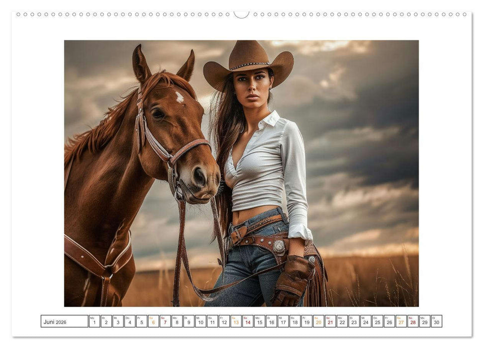 Sattel und Sinnlichkeit - Begegnungen mit den Verführerischen Cowgirls (CALVENDO Wandkalender 2026)