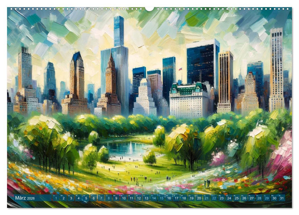 Impressionistische Skylines - Weltstädte von KI visualisiert (CALVENDO Premium Wandkalender 2026)