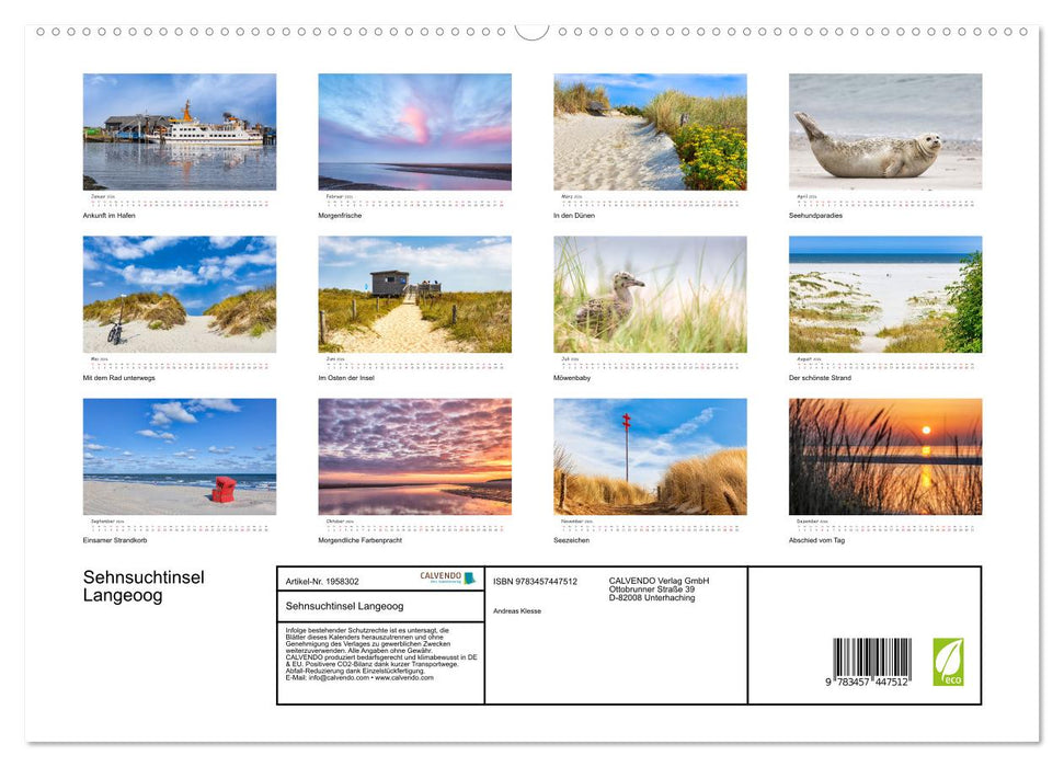 Sehnsuchtinsel Langeoog (CALVENDO Premium Wandkalender 2026)