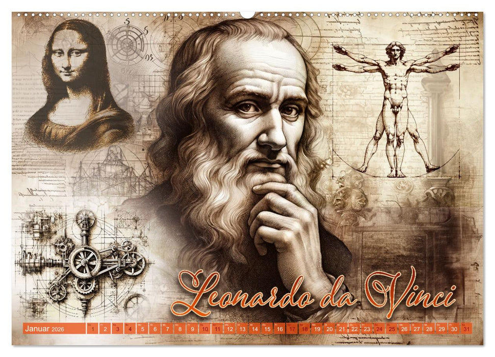 Genies der Geschichte - Ein KI Kalender (CALVENDO Premium Wandkalender 2026)