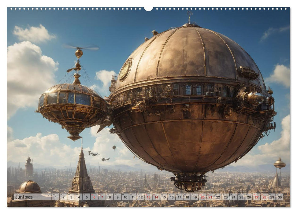 Steampunk - fantastische Fluggeräte (CALVENDO Premium Wandkalender 2026)