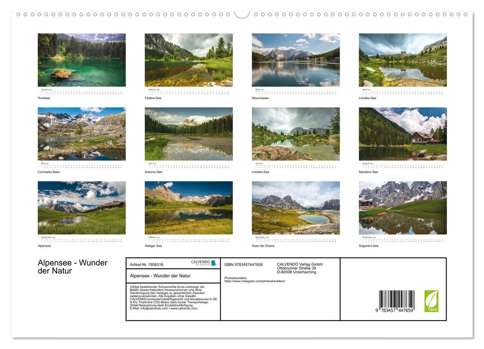 Alpensee - Wunder der Natur (CALVENDO Premium Wandkalender 2026)