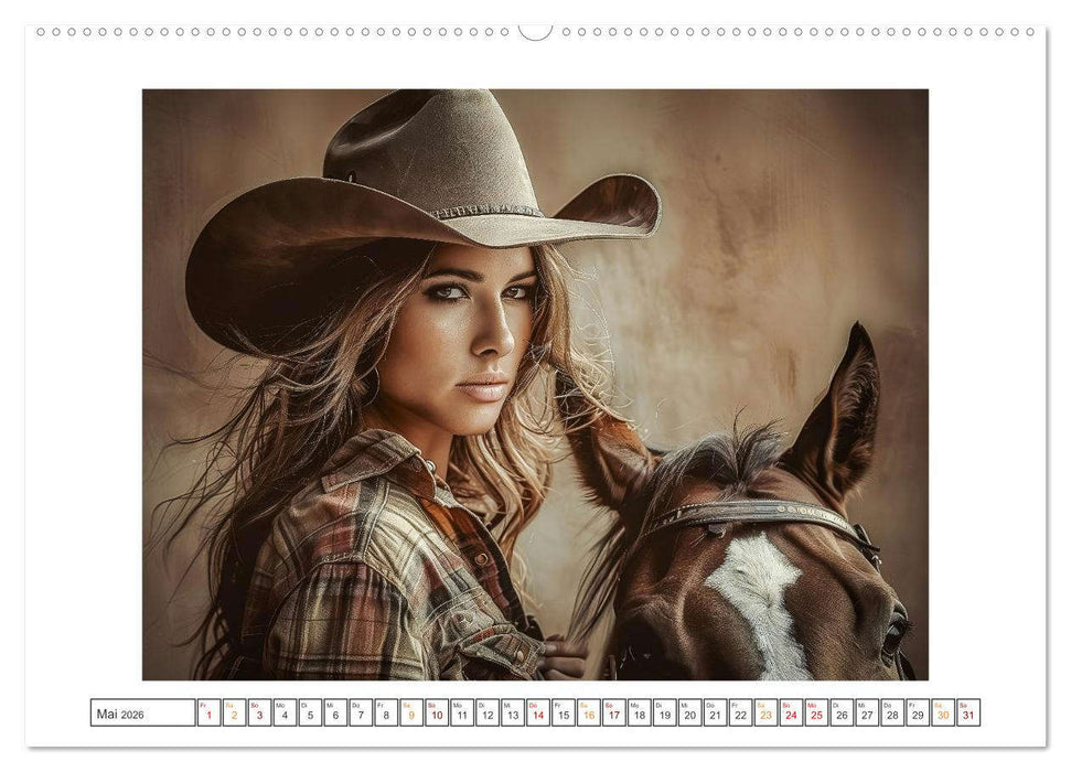 Sattel und Sinnlichkeit - Begegnungen mit den Verführerischen Cowgirls (CALVENDO Premium Wandkalender 2026)