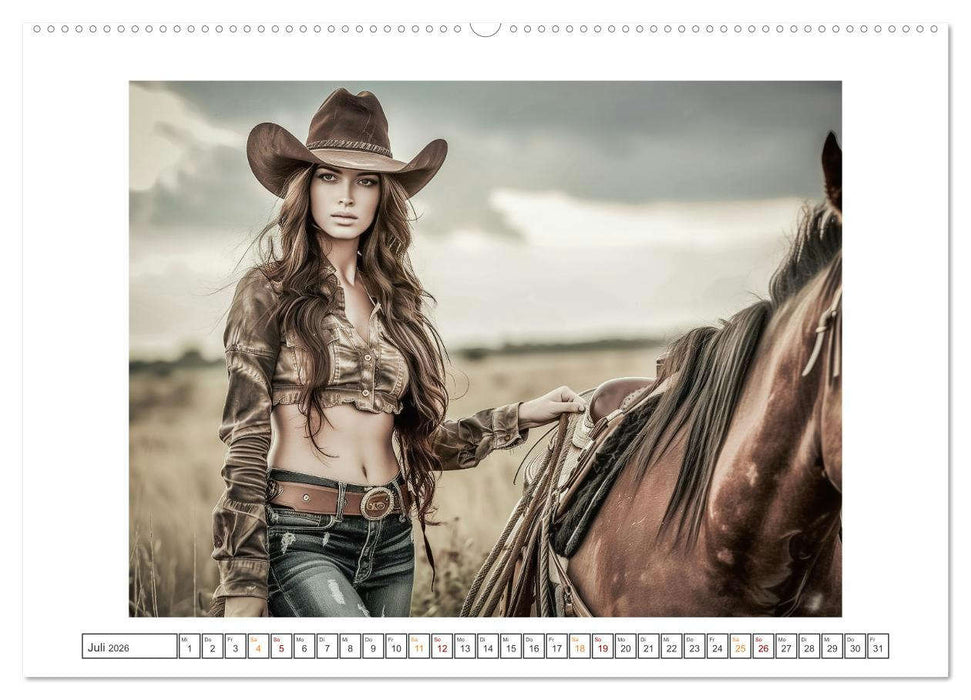 Sattel und Sinnlichkeit - Begegnungen mit den Verführerischen Cowgirls (CALVENDO Premium Wandkalender 2026)