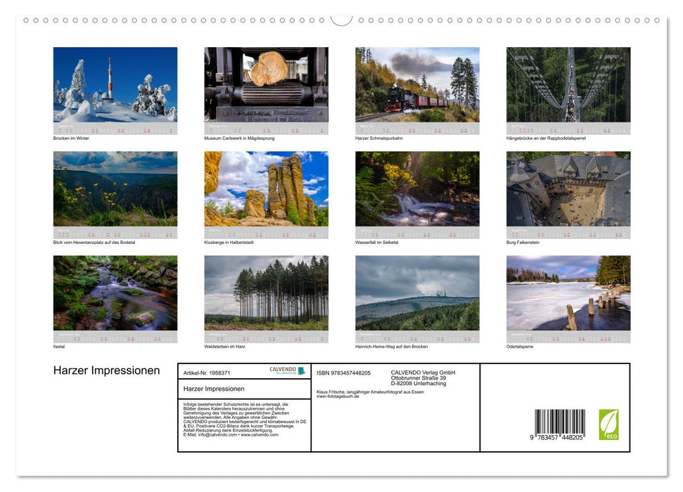Harzer Impressionen - Natur, Kultur und Geschichte (CALVENDO Premium Wandkalender 2026)