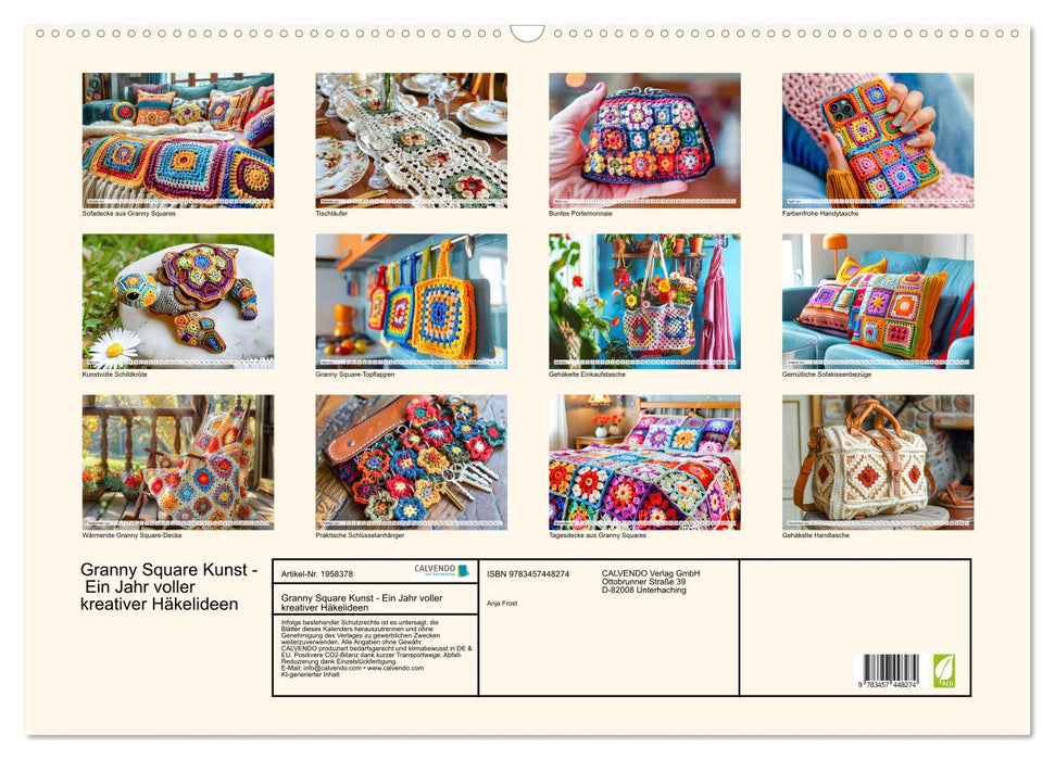Granny Square Kunst - Ein Jahr voller kreativer Häkelideen (CALVENDO Wandkalender 2026)