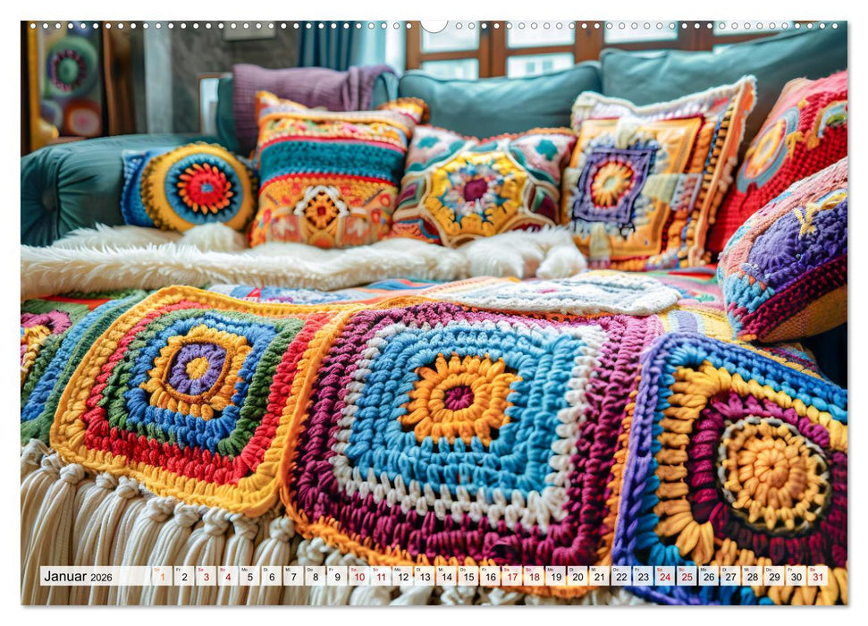 Granny Square Kunst - Ein Jahr voller kreativer Häkelideen (CALVENDO Wandkalender 2026)