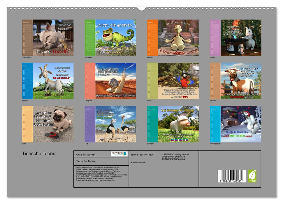 Tierische Toons (CALVENDO Premium Wandkalender 2026)