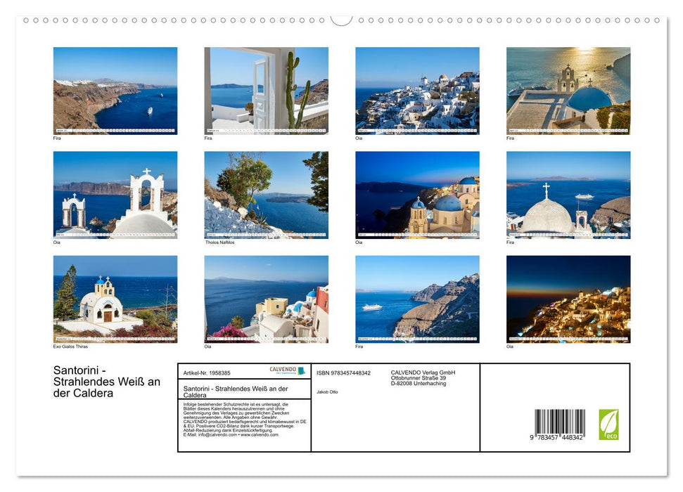 Santorini - Strahlendes Weiß an der Caldera (CALVENDO Premium Wandkalender 2026)