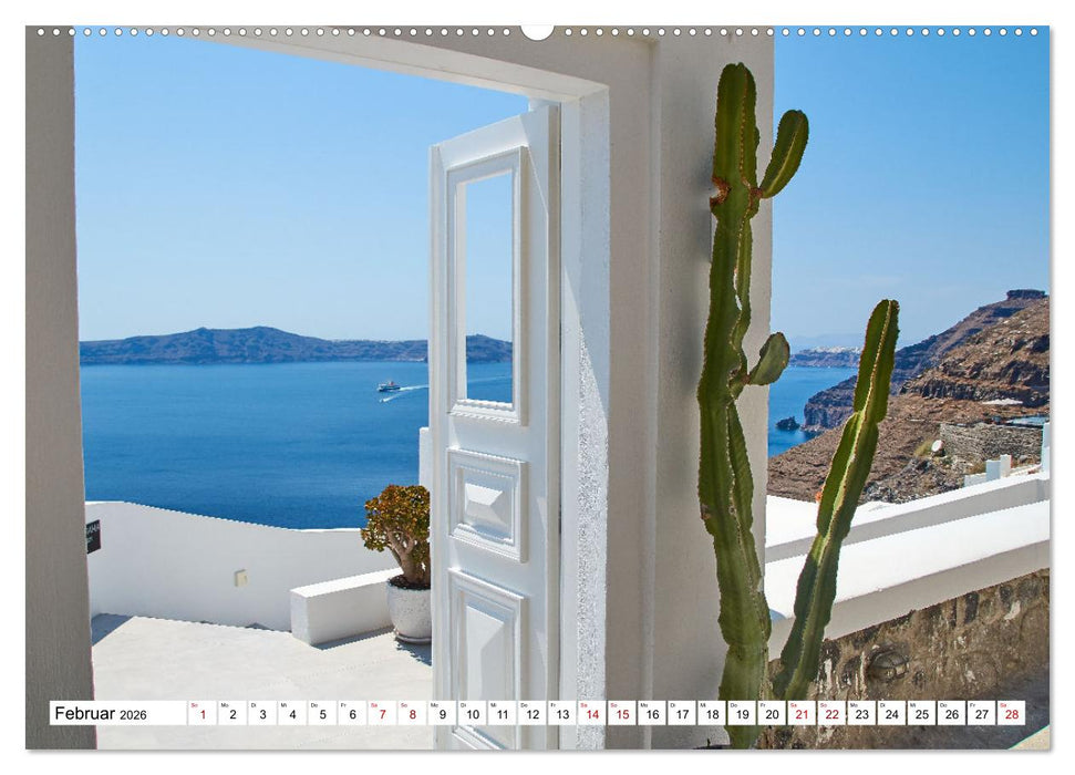 Santorini - Strahlendes Weiß an der Caldera (CALVENDO Premium Wandkalender 2026)