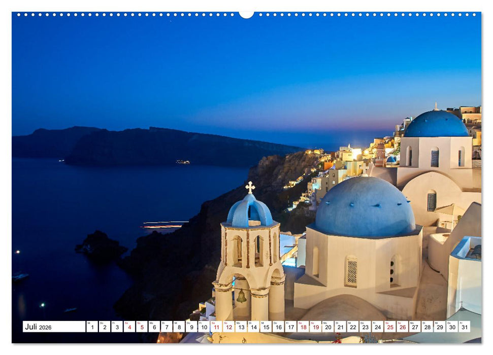 Santorini - Strahlendes Weiß an der Caldera (CALVENDO Premium Wandkalender 2026)
