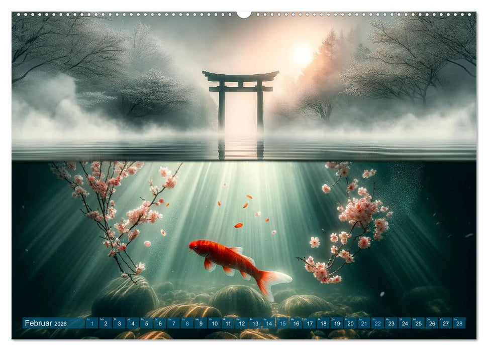 Klang der Stille - Kois aus der KI Dimension (CALVENDO Wandkalender 2026)