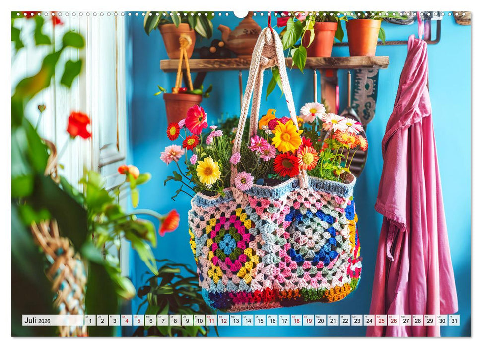 Granny Square Kunst - Ein Jahr voller kreativer Häkelideen (CALVENDO Premium Wandkalender 2026)
