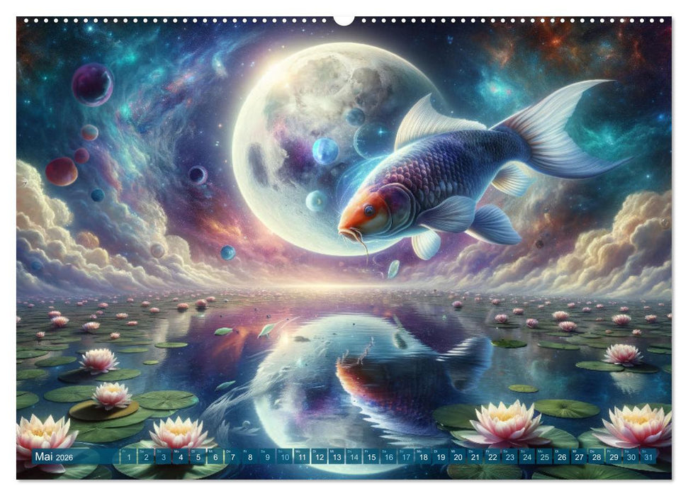 Klang der Stille - Kois aus der KI Dimension (CALVENDO Premium Wandkalender 2026)