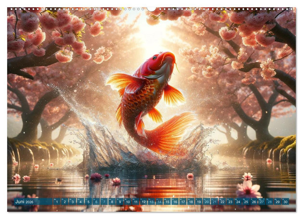 Klang der Stille - Kois aus der KI Dimension (CALVENDO Premium Wandkalender 2026)