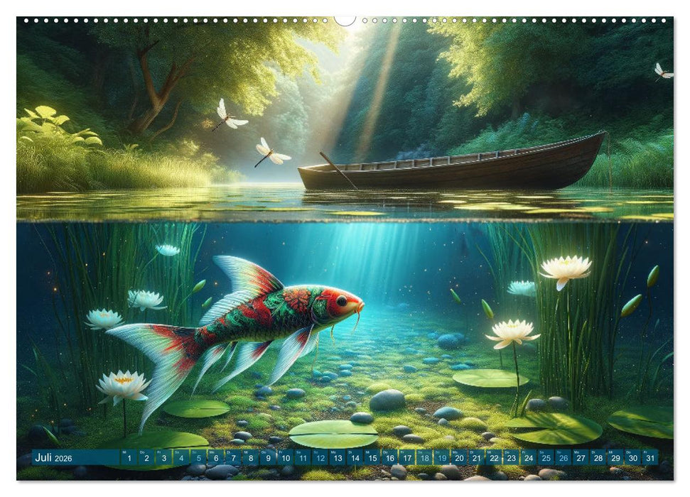 Klang der Stille - Kois aus der KI Dimension (CALVENDO Premium Wandkalender 2026)