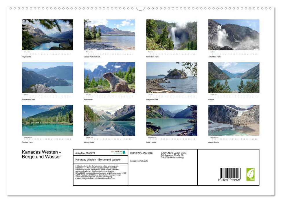 Kanadas Westen - Berge und Wasser (CALVENDO Premium Wandkalender 2026)