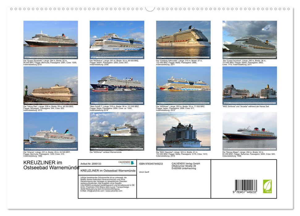 KREUZLINER im Ostseebad Warnemünde (CALVENDO Premium Wandkalender 2026)