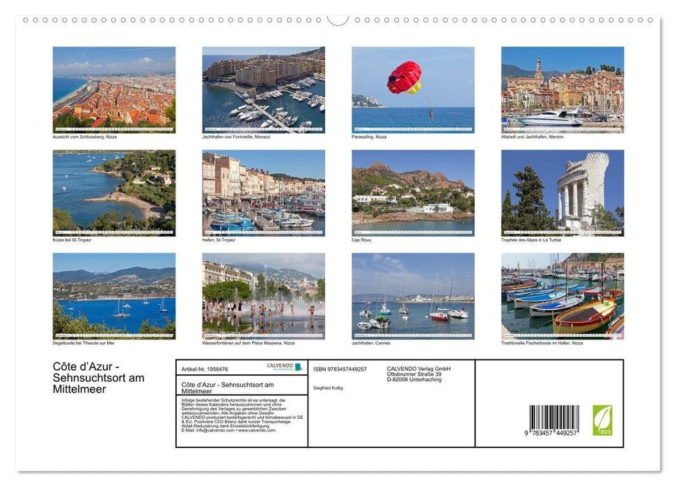 Côte d’Azur - Sehnsuchtsort am Mittelmeer (CALVENDO Premium Wandkalender 2026)