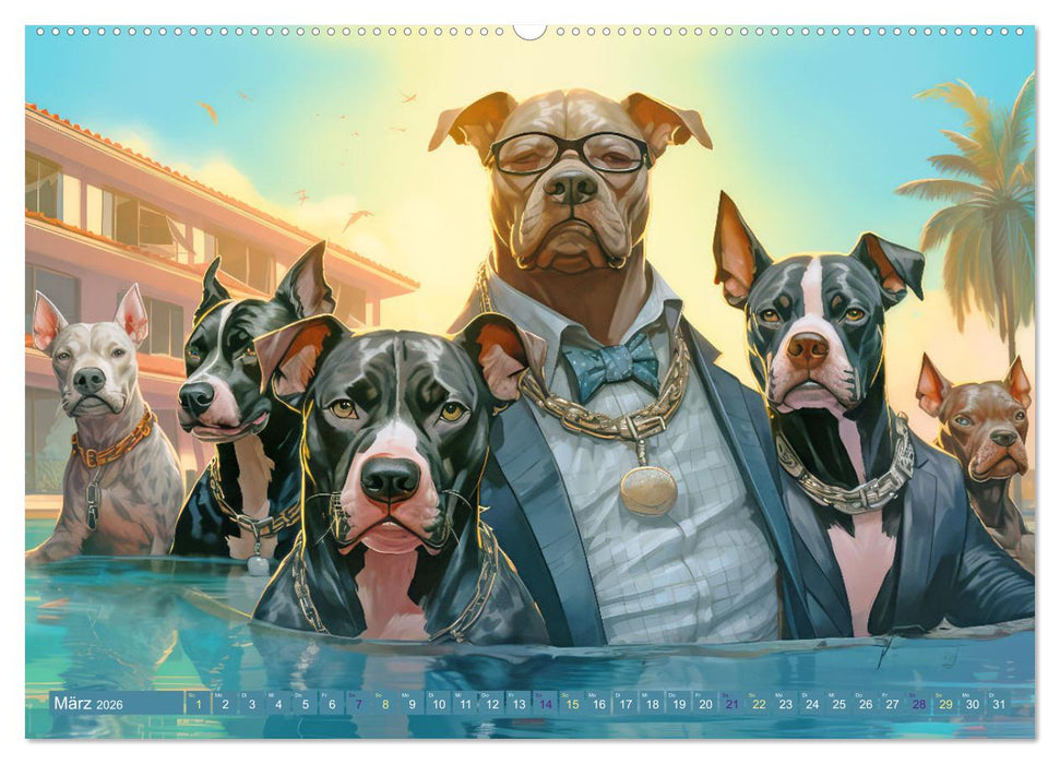 Gangsterhunde - KI-Bilder (CALVENDO Premium Wandkalender 2026)