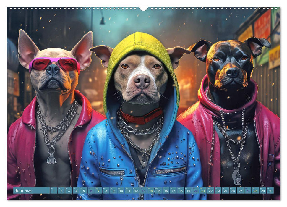 Gangsterhunde - KI-Bilder (CALVENDO Premium Wandkalender 2026)