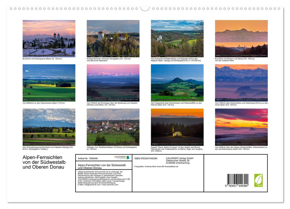 Alpen-Fernsichten von der Südwestalb und Oberen Donau (CALVENDO Premium Wandkalender 2026)
