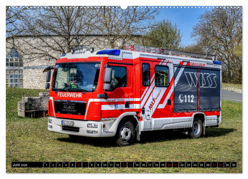 Feuerwehrfahrzeuge (CALVENDO Premium Wandkalender 2026)