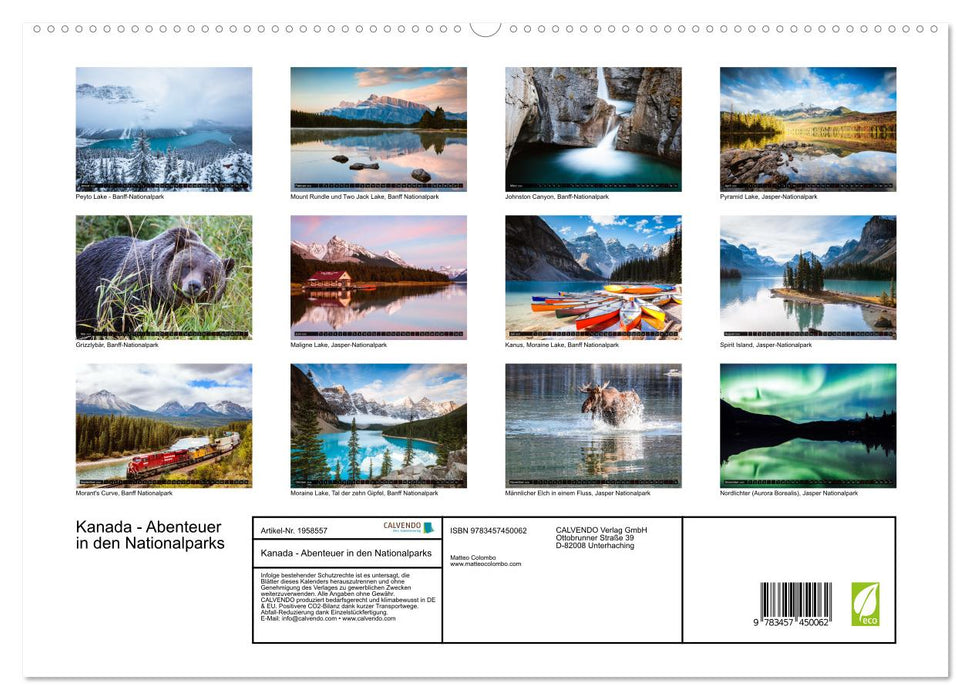 Kanada - Abenteuer in den Nationalparks (CALVENDO Premium Wandkalender 2026)