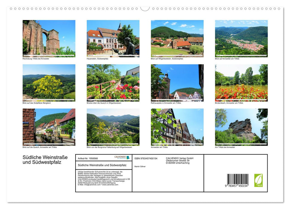 Südliche Weinstraße und Südwestpfalz (CALVENDO Premium Wandkalender 2026)