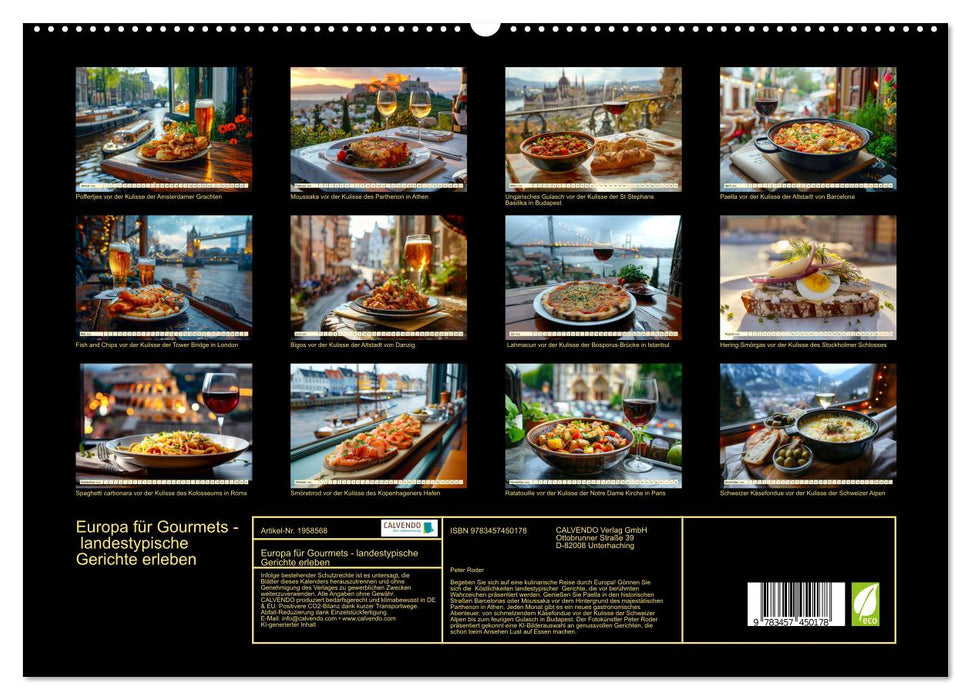 Europa für Gourmets - landestypische Gerichte erleben (CALVENDO Premium Wandkalender 2026)