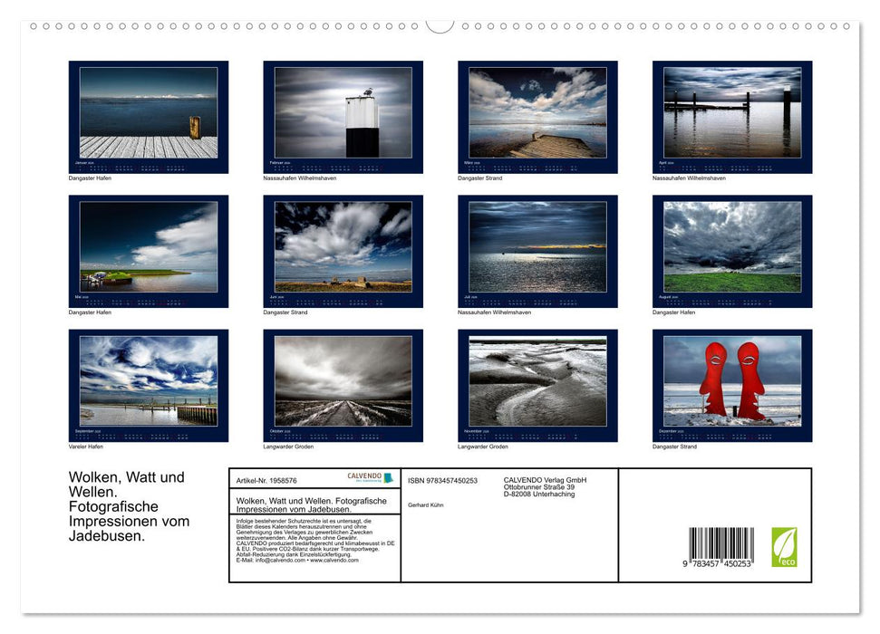 Wolken, Watt und Wellen. Fotografische Impressionen vom Jadebusen. (CALVENDO Premium Wandkalender 2026)