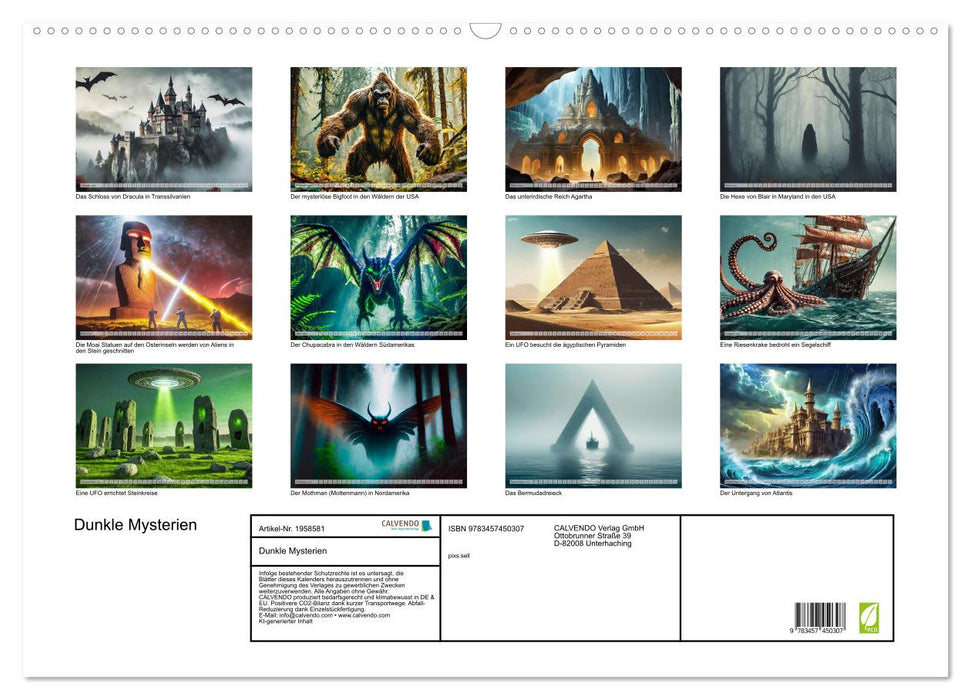 Dunkle Mysterien (CALVENDO Wandkalender 2026)