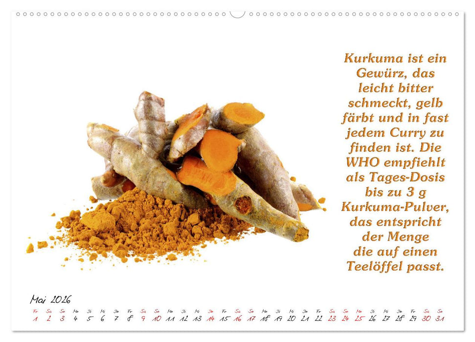Gewürze: Gesund & Lecker (CALVENDO Premium Wandkalender 2026)