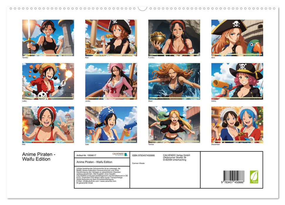 Anime Piraten - Waifu Edition (CALVENDO Premium Wandkalender 2026)