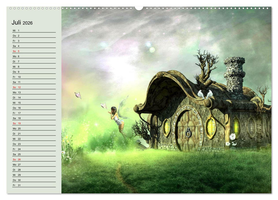 Wundersamer Elfenwald. Liebliche Naturgeister und Lichtgestalten (CALVENDO Premium Wandkalender 2026)