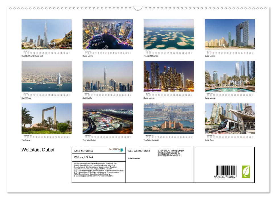 Weltstadt Dubai (CALVENDO Premium Wandkalender 2026)