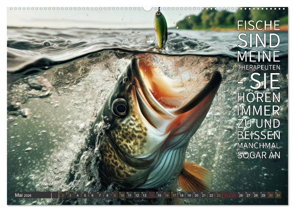 Angeln - Impressionen mit coolen Sprüchen (CALVENDO Premium Wandkalender 2026)