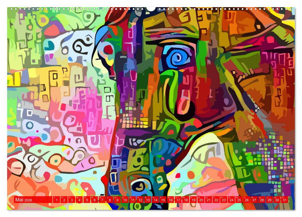 Kunstkalender. Farbenfrohe Tier-Illustrationen (CALVENDO Premium Wandkalender 2026)