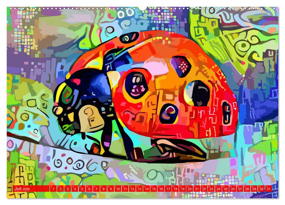 Kunstkalender. Farbenfrohe Tier-Illustrationen (CALVENDO Premium Wandkalender 2026)