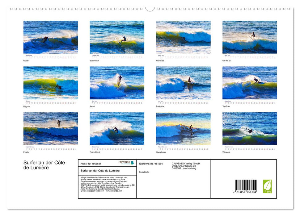 Surfer an der Côte de Lumière (CALVENDO Premium Wandkalender 2026)