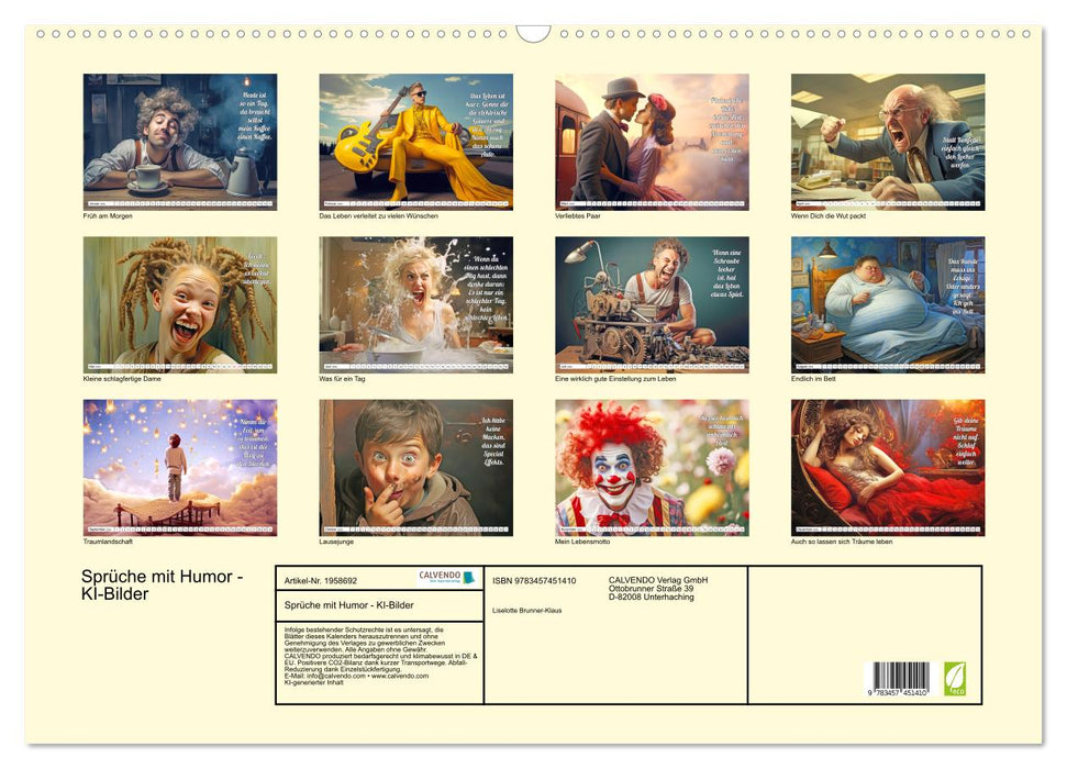 Sprüche mit Humor - KI-Bilder (CALVENDO Wandkalender 2026)