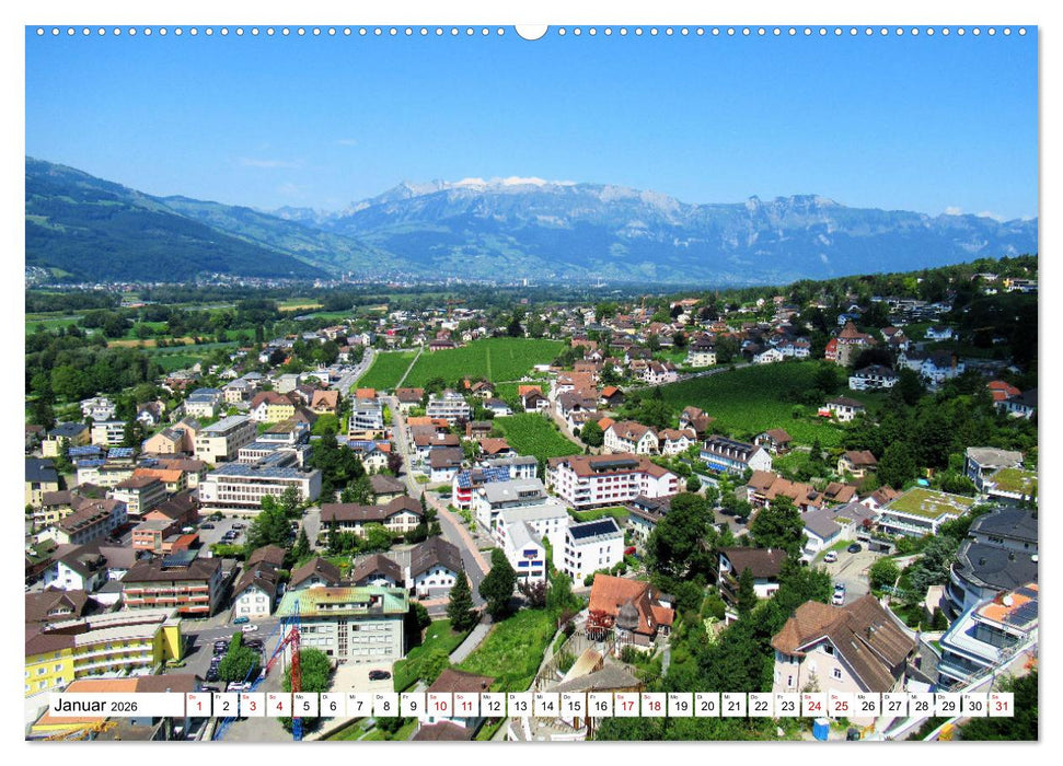 Liechtenstein - zwischen Rhein und Hochgebirge (CALVENDO Premium Wandkalender 2026)