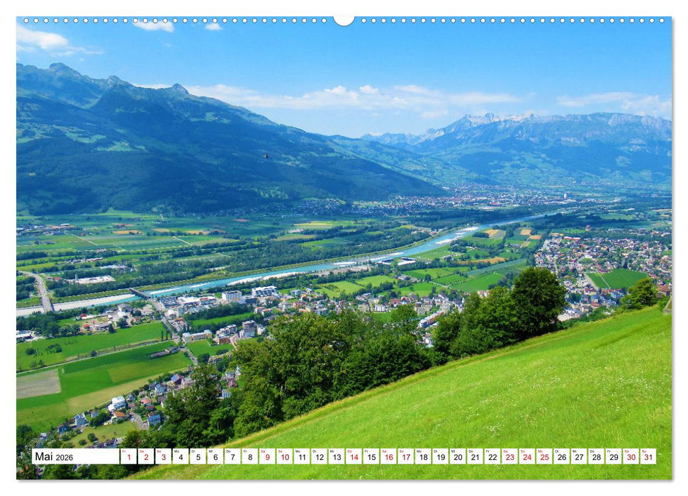 Liechtenstein - zwischen Rhein und Hochgebirge (CALVENDO Premium Wandkalender 2026)