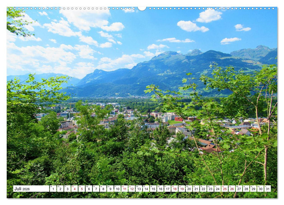 Liechtenstein - zwischen Rhein und Hochgebirge (CALVENDO Premium Wandkalender 2026)